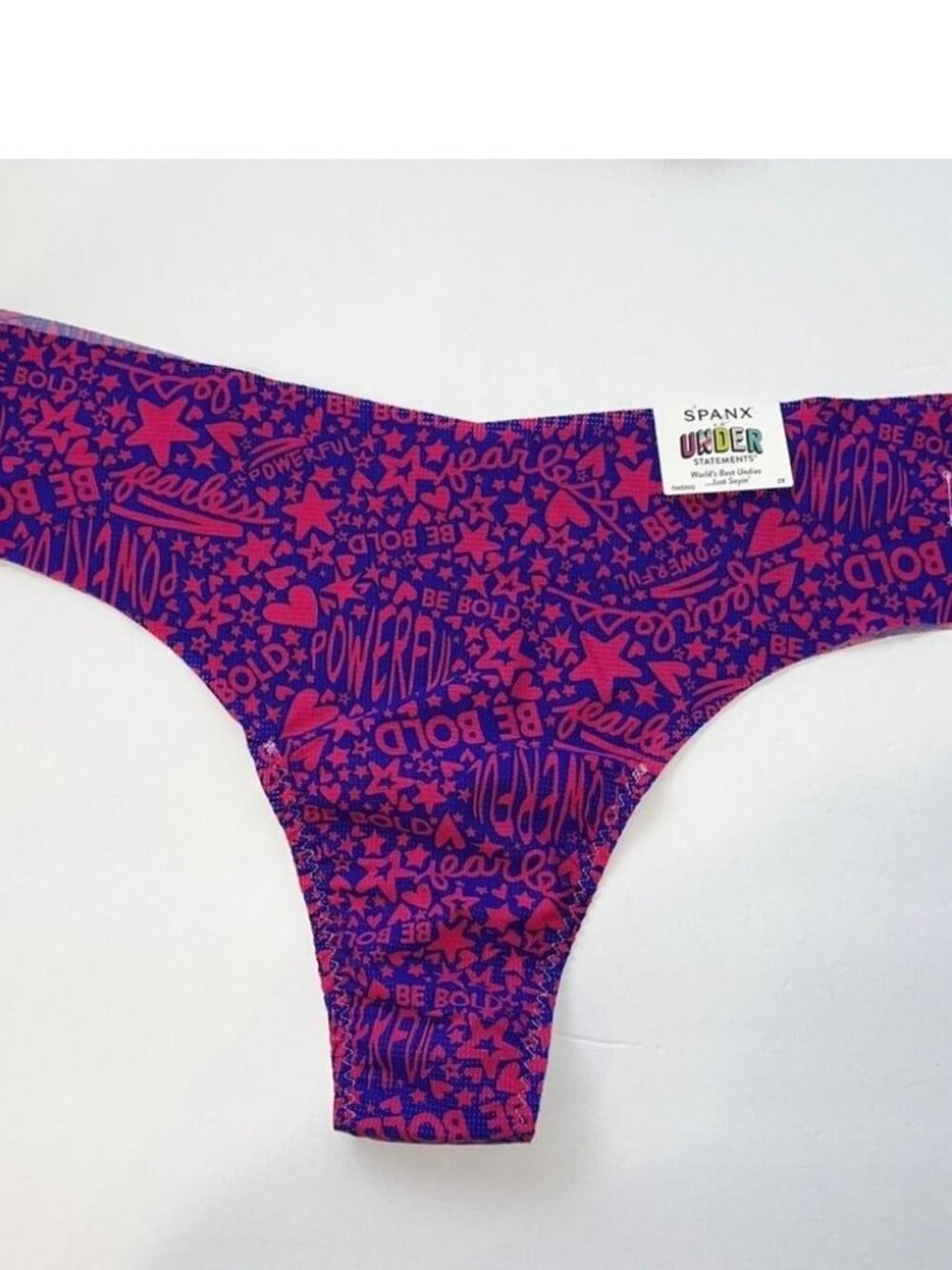 SPANX Vibrant Purple Thong with Pink Graphics - Picture 6 of 10